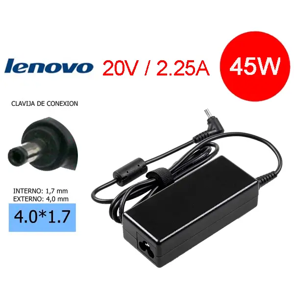 CARGADOR PARA LAPTOP LENOVO 4.0*1.7MM 