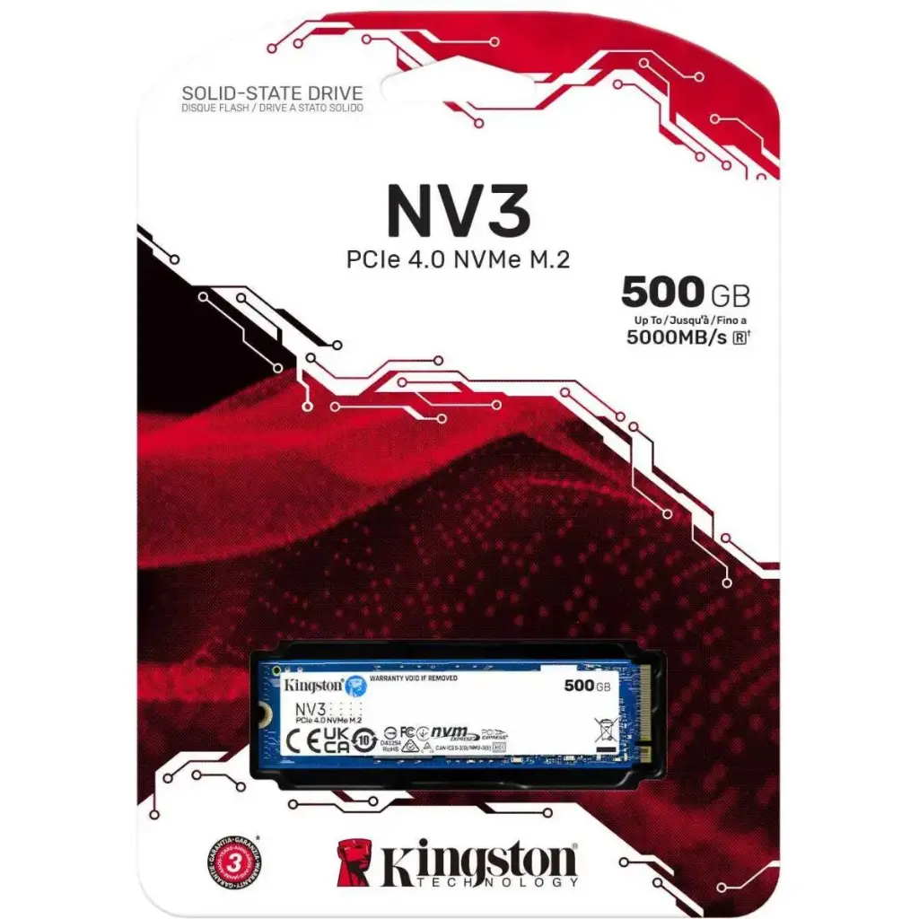 KINGSTON SOLID STATE DRIVE NV3 PCLE 4.0 M.2 SSD 500GB