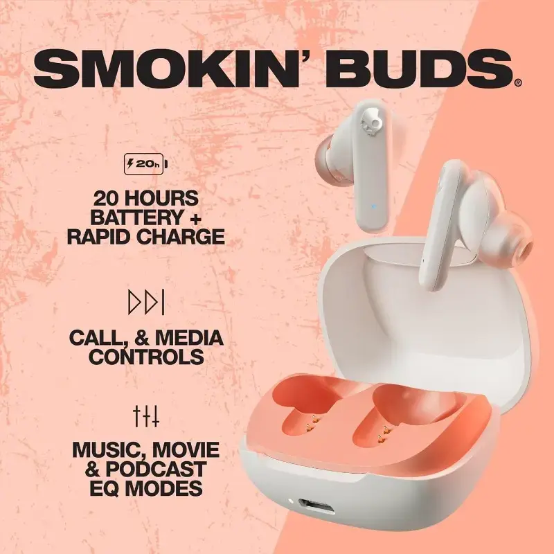 AUDIFONO SKULLCANDY SMOKING BUDS WHITE