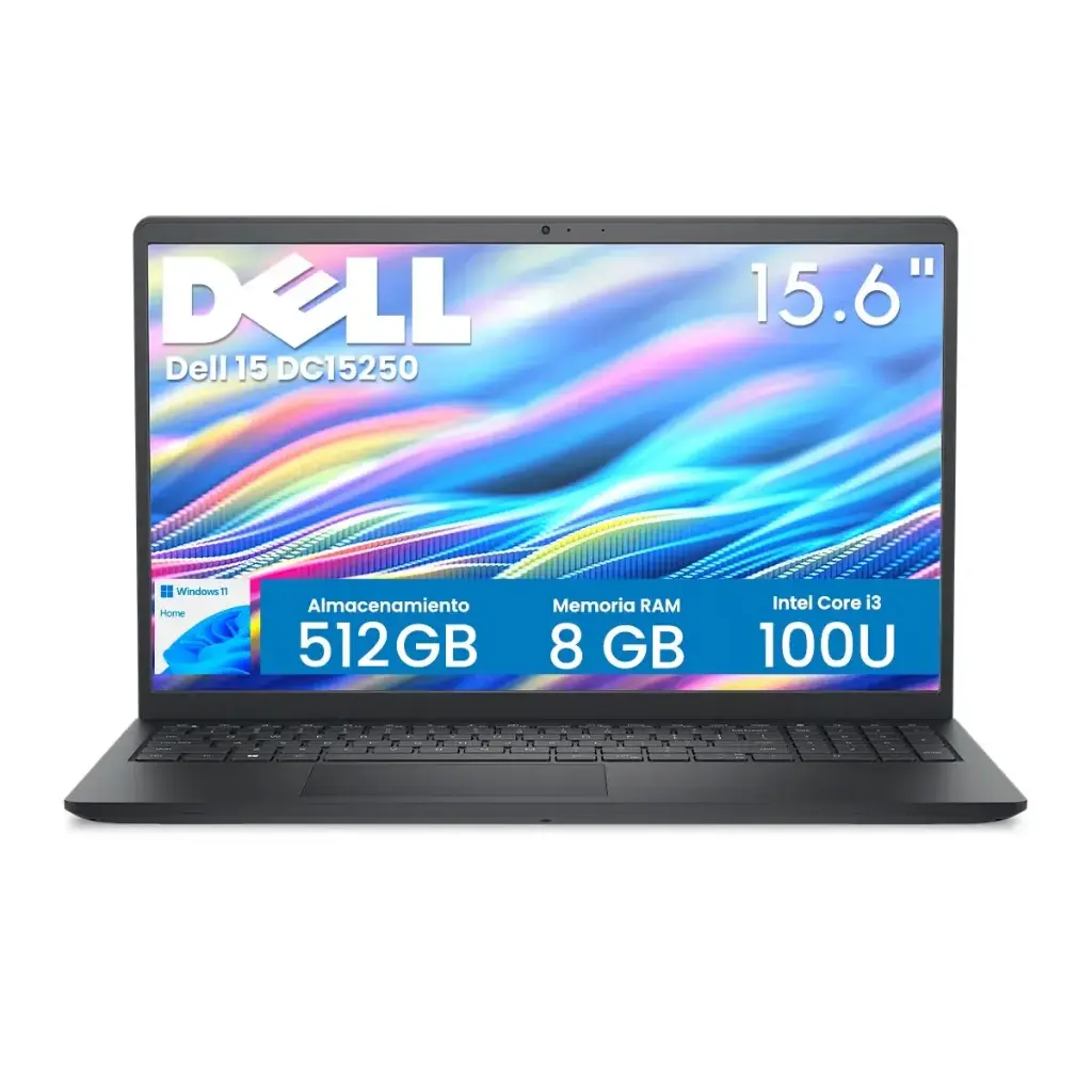 LAPTOP DELL DC15250 15.6" I3-100U 8/512GB SSD WIN 11 INGLES - NEGRO 